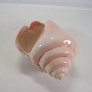 Ceramic Sea Shell Dish - Planter Peachy Pink Conch Shell